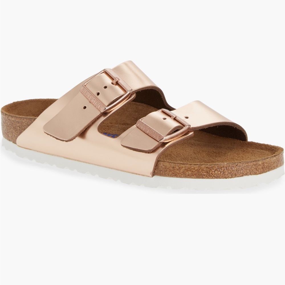 Birkenstock Arizona soft footbed slide sandal- copper leather size 9 - Picture 3 of 13